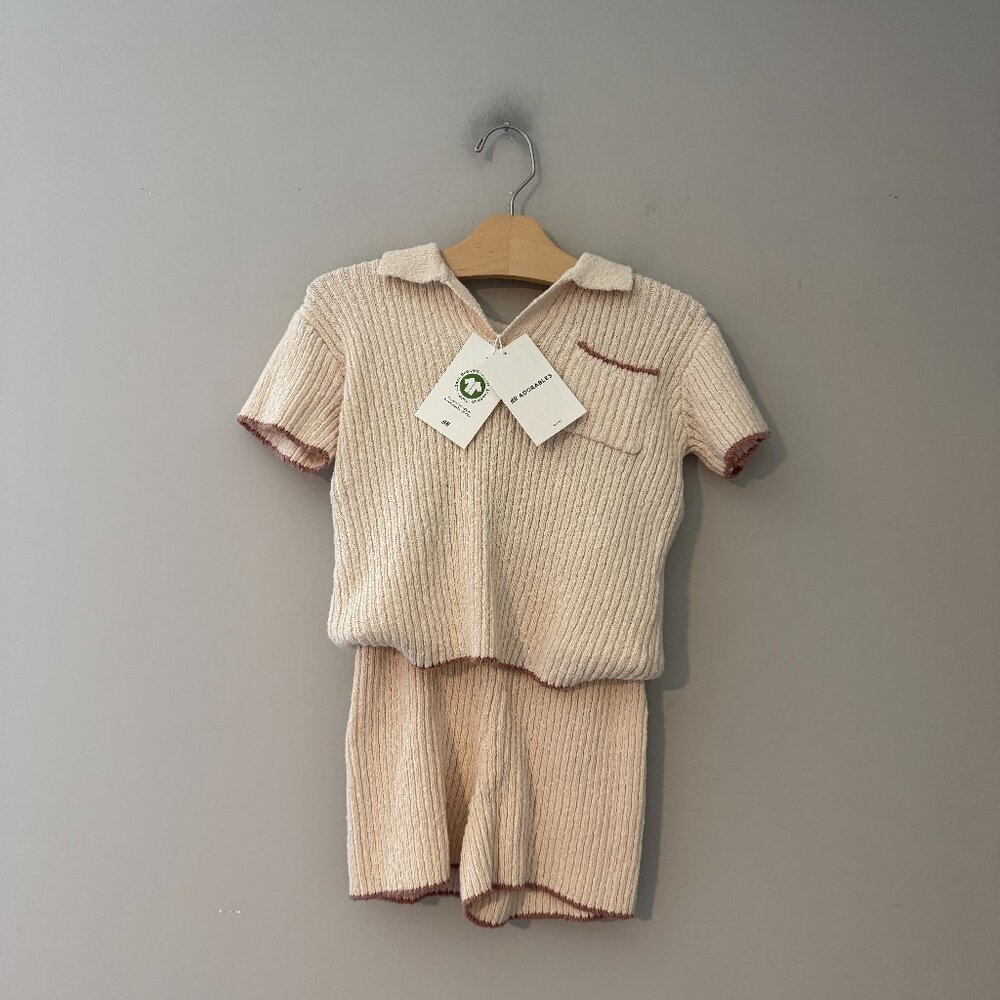 Zara Beige and Maroon Kids Knit Set